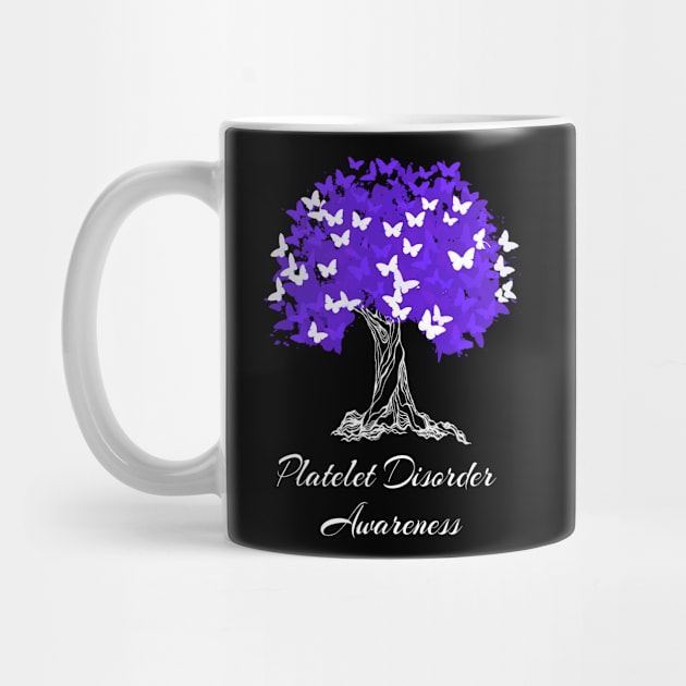 Platelet Disorder Awareness Purple Ribbon Tree With Butterflies by MerchAndrey